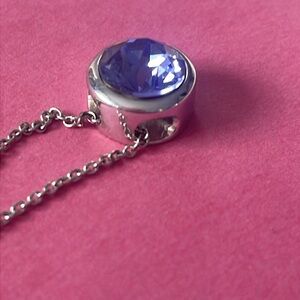 Crystal Sophistication purple, amethyst original with tags, silver sliding chain